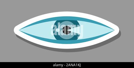 Eye icon that symbolizes vision and view. All the objects, shadows and background are in different layers. Stock Vector