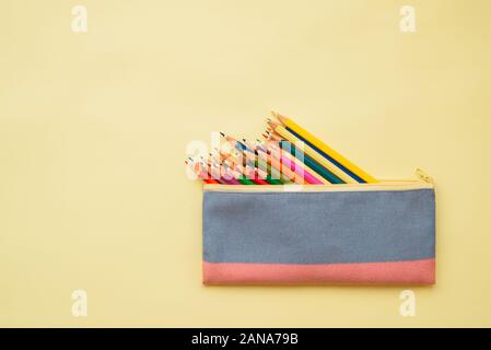 Colored pencils in a case Stock Photo
