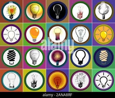 Set of icons in a simple style isolated light bulb Stock Photo