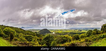 Panoramic view over Lake Taupo, Waikato, New Zealand Stock Photo