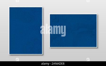 Classic blue color plates with color trend of 2020 and light texture on abstract background Stock Vector