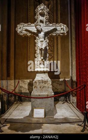 Italy Liguria Savona civic art gallery - crucifix of marble 15th century Stock Photo