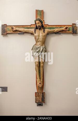 Italy Liguria Savona civic art gallery - Crucifix 15th century Stock Photo