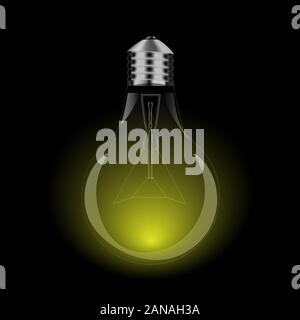 Realistic light bulb on a black background.  Stock Vector