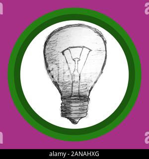 A light bulb drawn by hand on a white background. Stock Vector