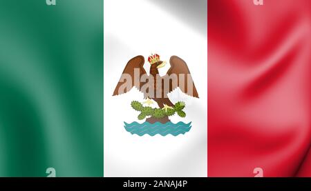 3D Flag of First Mexican Empire. 3D Illustration. Stock Photo