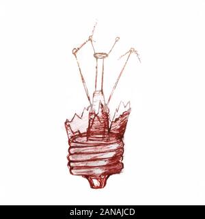 The light bulb explodes and the glass is shattered Stock Vector