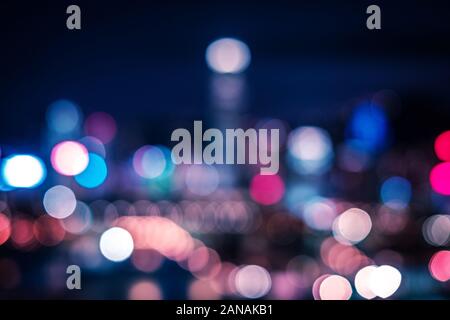 Abstract city lights at night, Bokeh lights of city skyline , blurry  - Stock Photo