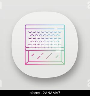 Woven wood shades app icon. Window blinds. Home, office interior accessory. Window covering, motorized jalousie. UI/UX user interface. Web or mobile a Stock Vector