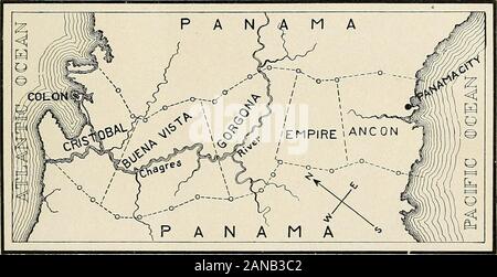 Panama and the canal . to supervise the work. Major-GeneralGeorge W. Davis was made Governor of the Canal Zone. A new and interesting piece of land was thus added to theterritory of the United States (Map VII). It is, as we havesaid, 50 miles long and 10 miles wide. In it is a populationof over 50,000 persons. There are twenty-five small townsand a number of camps for workmen. The American portof the city of Colon is called Cristobal, of the City of Pan-ama, Ancon. Between these two ends of the Zone the prin-cipal towns are Gatun, Gorgona, Bas Obispo, Empire,Culebra, and Pedro Miguel. GOOD GOV Stock Photo