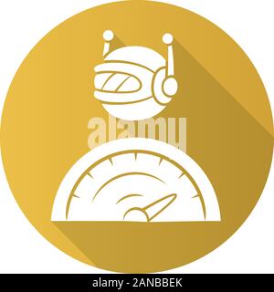 Optimizer bot flat design long shadow glyph icon. Search engine optimization. Software program. Computer operation. Artificial intelligence. Virtual a Stock Vector
