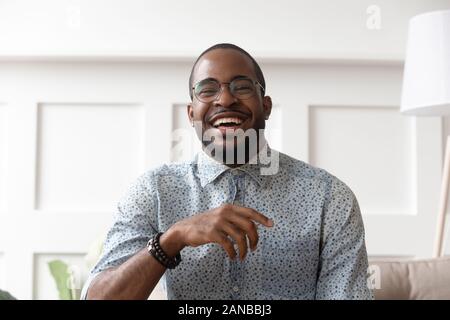 Close up portrait of young black handsome man. Stock Photo
