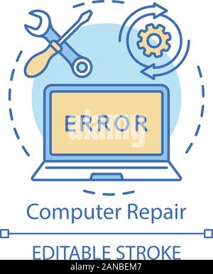 Computer repair concept icon. Home service for electronic devices idea thin line illustration. Operating system reinstall. Laptop refit. Vector isolat Stock Vector