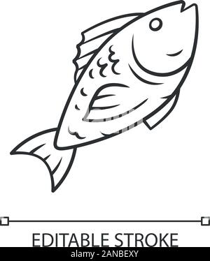 Fish linear icon. Restaurant menu. Fish species. Underwater sea animal,  seafood. Carp, trout, tuna dish. Thin line illustration. Contour symbol.  Vecto Stock Vector Image & Art - Alamy