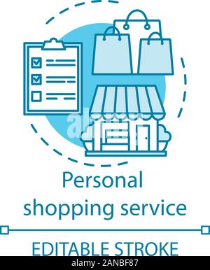 Personal shopping service concept icon. Home service idea thin line illustration. Accompanying shopping. Assistant and consultant. Stylist, fashion de Stock Vector