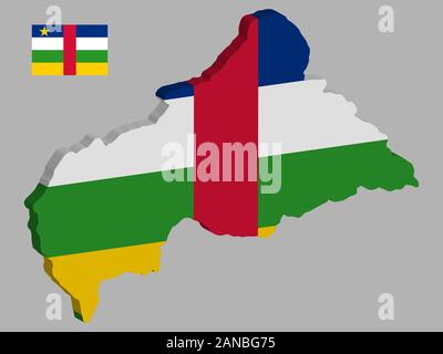 Central African Republic Map Flag Vector 3D Stock Vector