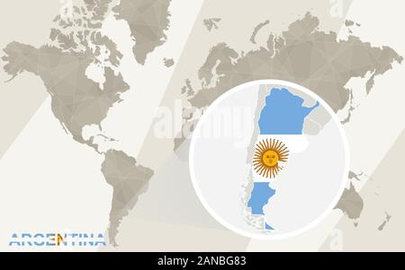 World map with magnified Argentina. Argentina flag and map Stock Vector ...
