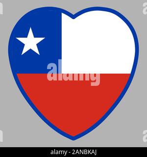 Chile Flag In Heart Shape Vector illustration Eps 10 Stock Vector