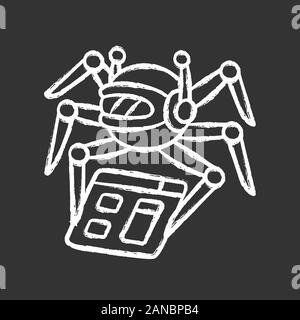 Crawler chalk icon. Spiderbot. Search engine optimization. Automatic indexer. Content monitoring. Artificial intelligence. Web indexing. Robot softwar Stock Vector