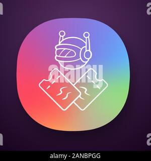 Scalper bot app icon. Tickets wholesale buying scalping bot. Online bulk purchases. Internet app. Artificial intelligence. UI/UX user interface. Web o Stock Vector