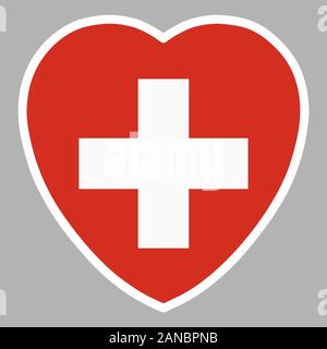 Switzerland Flag In Heart Shape Vector illustration Eps 10 Stock Vector