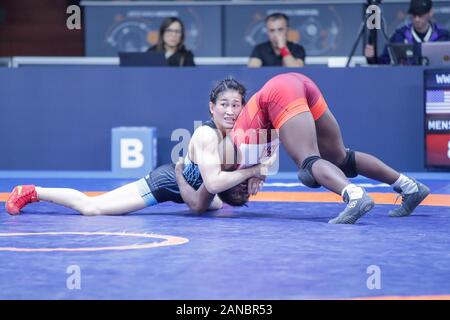 feng zhou (cina) during 1Â° Ranking Series International Tournament - Day2, Wrestling in Roma, Italy, January 16 2020 Stock Photo