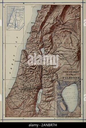 The land of promise: or, The Bible land and its revelation: Illustrated with several engravings of some of the most important places in Palestine and Syria . van Road from Jerusalem to Damas-cus—Character of the Natives—The Mount of Beatitudes or Horns ofHatten —Time Spent in Galilee—The Environments of the Sea of Tiberia&lt;—Visit to Decapolis—Visit to Magdala—Visit to C;csarea Philippi—Mt.Hermon—Sea ot Tiberias and Its Situation—Fish of the Sea of Galilee-Custom of the Fishermen—Town of Tiberias—Ilain of tiennesaret-Spiingsof Lake Gennesaret—Old Testament Associations—Ancient Magdala-TheLati Stock Photo