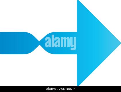 Twisted blue arrow flat design long shadow color icon. Direction arrowhead. Pointing cursor. Arrow indicating rightward. Pointer, indicator. Next. Nav Stock Vector