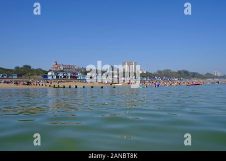 The beach and seaside at Frinton-on-Sea during a hot British summer's day Stock Photo