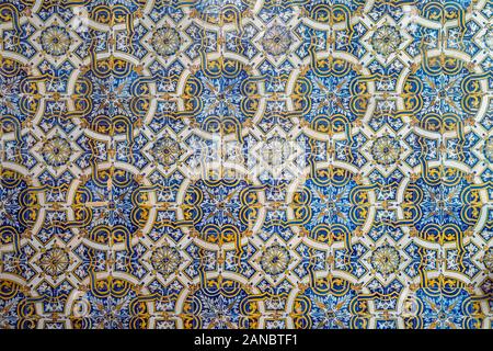 Original old blue tiles called azulejos in Coimbra, Portugal Stock Photo