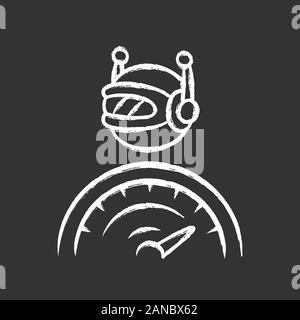 Optimizer bot chalk icon. Search engine optimization. Software program. Computer operation. Artificial intelligence. Functional bot. Virtual assistanc Stock Vector