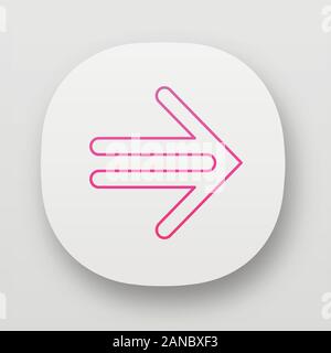 Double-lined arrow app icon. Indicating sign, pointer button. Forward arrowhead pointing right. Navigation arrow. UI/UX user interface. Web or mobile Stock Vector