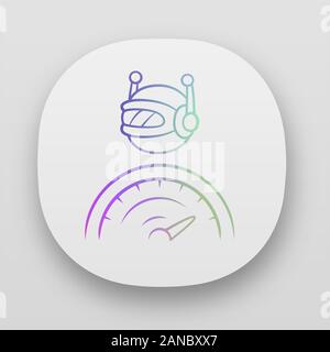 Optimizer bot app icon. Search engine optimization. Software program. Computer operation. Artificial intelligence. UI/UX user interface. Web or mobile Stock Vector