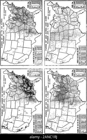 A graphic summary of American agriculture, based largely on the census of 1920 ... . v.„^i„,r thp distribution of farms, might also serve as a map ?Fig. 97.—This map, J*owing the distnou lo ^^^^^^^^^^^ Pennsylvania, the upperof farm population. The densest areab central, and western Tennessee, the Piedmont ot So«» O^™^^^ Delta in Mississippi. Over half the farms in the UnitedOhio Valley, and t?^ Yazoo Ueita ™ ^ (, ^^a winter Wheat Region. Many of theStates are in the Cotton Belt ana i e ^^^^^^ g^j^  however, are little more thantenant farms on the Pli°^^n Belt, although it includes over one-th Stock Photo