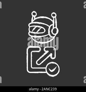Backlink checker bot chalk icon. Website optimization. Artificial intelligence. Support service bot. SEO assistant. Technology, electronics, ai. Robot Stock Vector