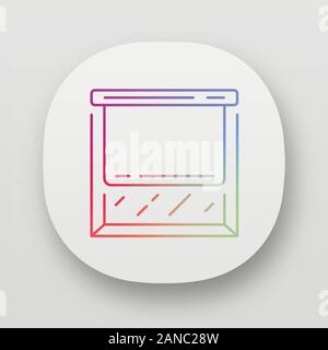 Roller shades app icon. Window blinds. Kitchen darkening decoration. Vertical jalousie. Window blackout treatments. UI/UX user interface. Web or mobil Stock Vector