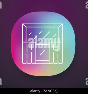Cafe curtains app icon. Kitchen decor. Tiers hanging on curtain rods. Home interior design. Window treatments, coverings. UI/UX user interface. Web or Stock Vector