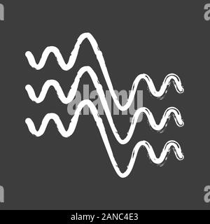 Flowing wavy lines chalk icon. Fluid parallel soundwaves. Sound and audio waves. Abstract organic waveforms. Vibration amplitude. Motion, dynamic effe Stock Vector