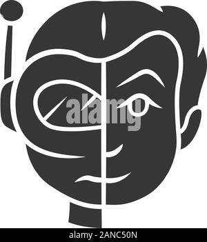 Bot impersonator glyph icon. Automated hacking. False identity. Robot imitator. Cybernetics, technology. Artificial intelligence. Silhouette symbol. N Stock Vector
