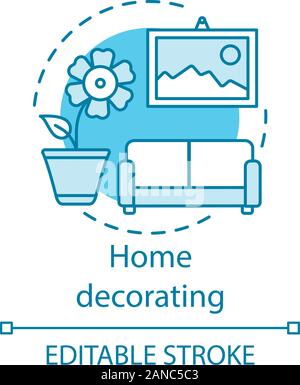 Home decorating concept icon. Home service idea thin line illustration. Interior designer. House reconstruction. Apartment repair. Domestic space reno Stock Vector