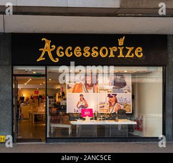 Gloucester, United Kingdom - September 08 2019:   The entrance to the Accessorize store in Eastgate Street Stock Photo