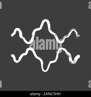 Abstract fluid waveforms chalk icon. Music rhythm, digital soundwave, frequency curves. Asymmetrical wavy lines. Audio, sound flowing waves, shapes. I Stock Vector