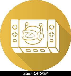 Game bot flat design long shadow glyph icon. Artificial intelligence software algorithms. Online game. Virtual reality. Non-player character. NPC. Vid Stock Vector