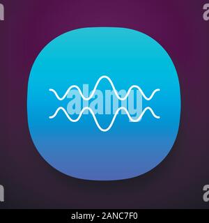 Fluid wave app icon. Flowing wavy lines. Music rhythm, soundwave. Equalizer, sound volume level abstract curve. UI/UX user interface. Web or mobile ap Stock Vector