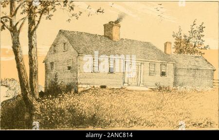 The homes of our forefathersBeing a selection of the oldest and most interesting historical houses, and noted places in Maine, New Hampshire and Vermont . i,^ COLBY-LEAVITT HOUSE, SANBORNTON. This is one of tlie oldest houses in Sanhornton, and was probably built about 1780.. THE HALL HOUSE, MANCHESTER CENTER. This house was hilt by Daniel Hall, about 1773, and is now owned by his grandson. It is only ashort distance from what was the old Town House. Stock Photo