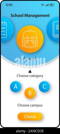 School management smartphone interface vector template. Mobile app page ...