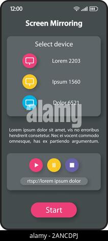 Screen mirroring smartphone interface vector template. Mobile app page ...