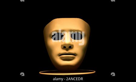 Anonymous mask isolated on black, illegal activity, conspiracy theory, incognito Stock Photo