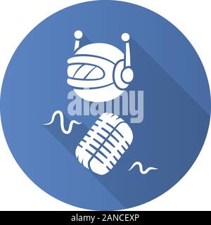 Voice bot flat design long shadow glyph icon. Voice recognition app. Voicebot. Verbal computing service. Software program. Artificial intelligence. Vi Stock Vector
