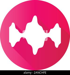 Abstract fluid waveforms pink flat design long shadow glyph icon. Music rhythm, digital soundwave, frequency curves. Asymmetrical wavy lines. Audio, s Stock Vector